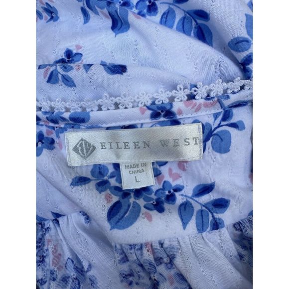 Eileen West Large Blue Floral KNIT Sleeveless Nightgown MAXI Modal NWOT - Picture 8 of 10